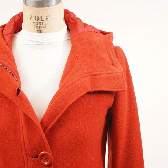 Divided by H&M Red Three Button and Zipped Long Sleeve Hooded Wool Jacket Size 4 - Picture 3 of 16